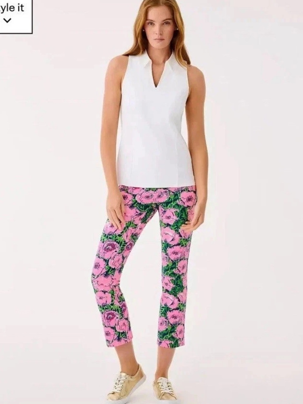 Lilly Pulitzer Martina Polo top Resort White Large New